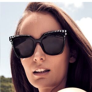 MCM Studded Cat Eye Sunglasses in Burgundy & Gold